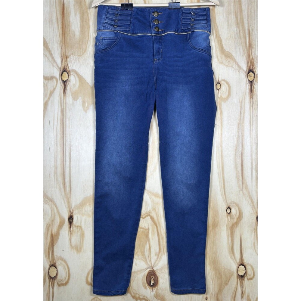Tissini Jeans Womens Blue High Rise Button Fly Colombian